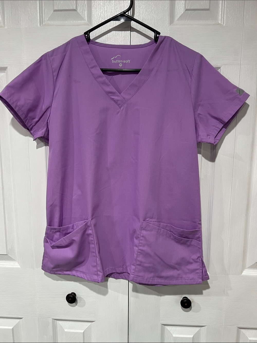 Butter Soft Lavender Purple V-Neck Short Sleeve Scrub Top